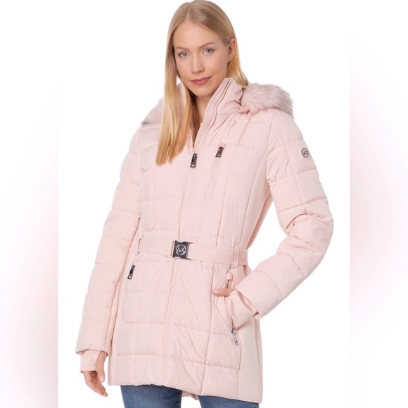 Michael Kors Women’s Belted Puffer Coat- Pink - Picture 2 of 14